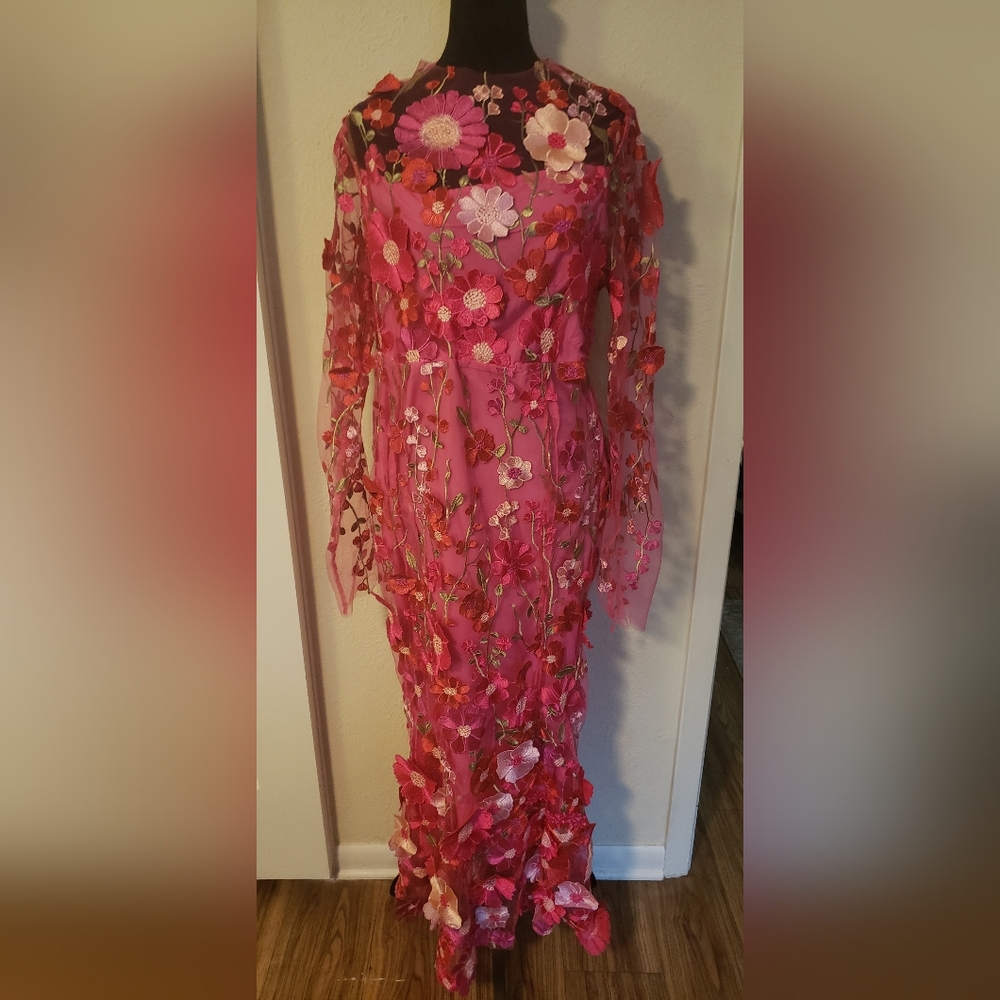 Vibrant Floral Embroidered Maxi Dress
